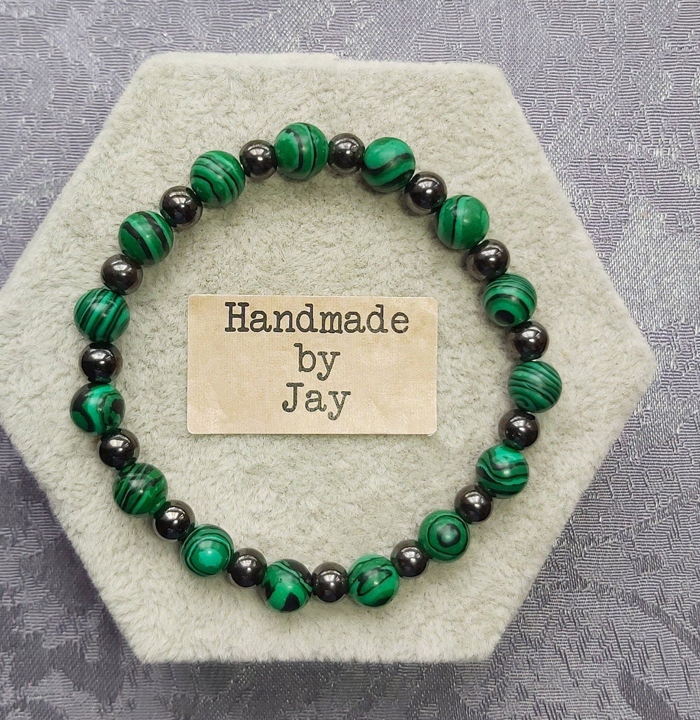 Malachite & Magnetic Hematite Crystal Healing Bracelet Jewellery