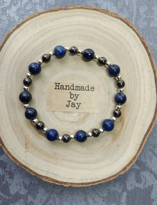 Lapis Lazuli Bio Magnetic Crystal Healing Gemstone Beaded Bracelet for Pain Relief & Metabolism
