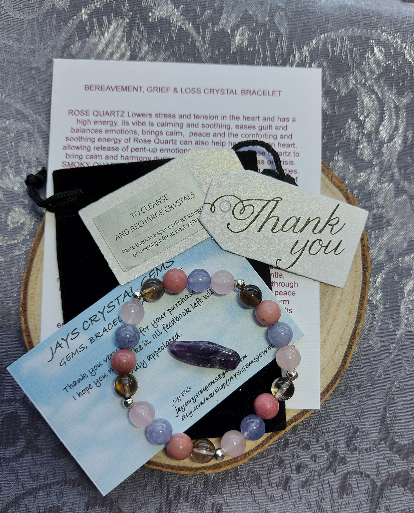 Bereavement & Loss Support Crystal Healing Gemstone Beaded Bracelet