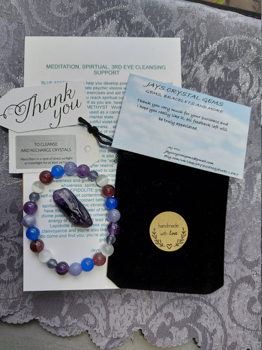 Meditation, Spirit Guides, Spiritual, Psychic, Yoga Crystal Beaded Bracelet Chakra