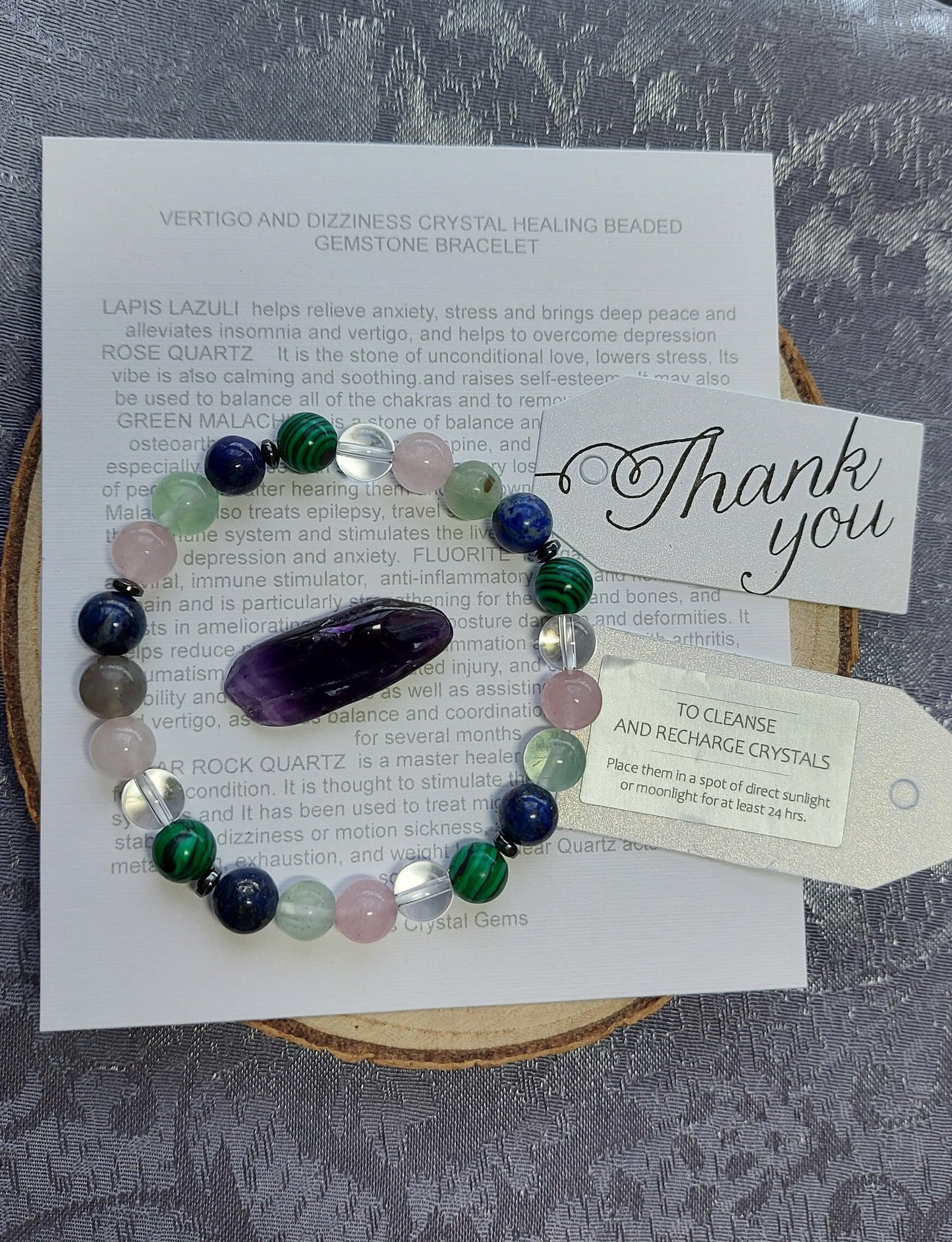 8mm  Fluorite, Lapis Lazuli, Clear Quartz, Rose Quartz & Green Malachite Crystal Gemstone Beaded Bracelet Reiki Chakra