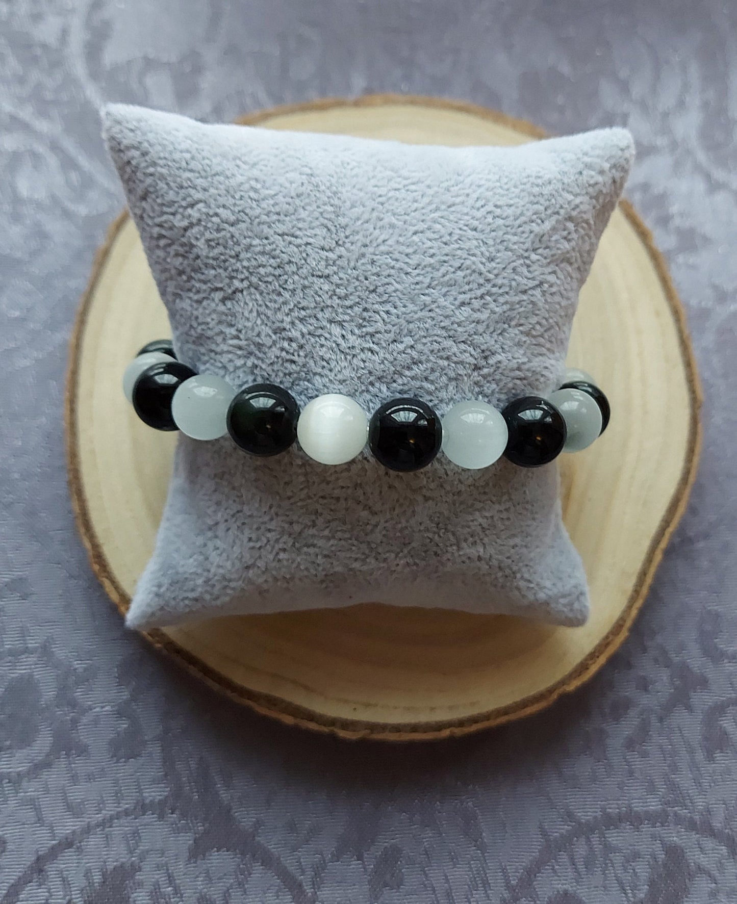 Selenite & Black Tourmaline Bracelet: Crystal Healing, Grounding, Reiki Charged