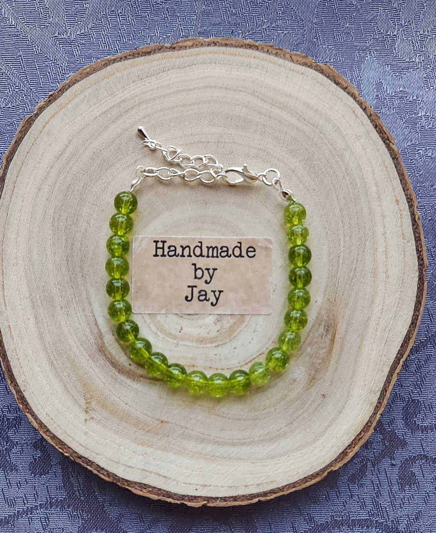 Handmade 6mm Peridot Sterling Silver Bracelet: Healing Crystal Jewelry