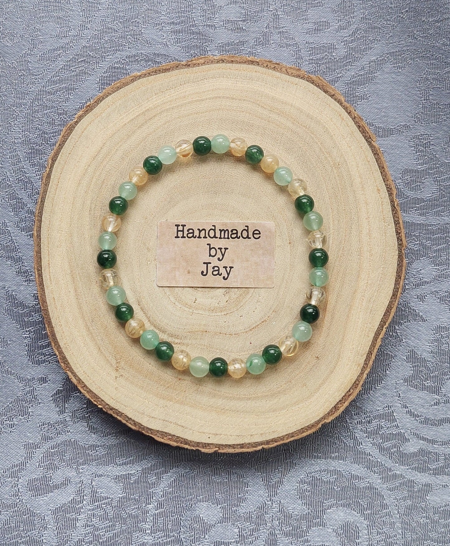 Good Luck, Prosperity, Abundance Citrine,  Jade & Green Aventurine Crystal Gemstone Beaded Bracelet