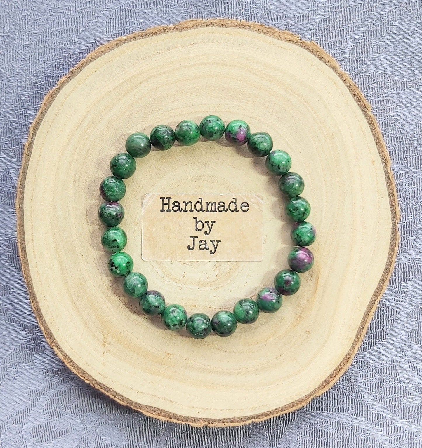 Ruby Zoisite Bracelet: 8mm Crystal Gemstone