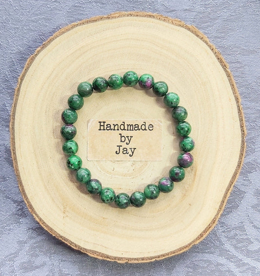 Ruby Zoisite Bracelet: 8mm Crystal Gemstone