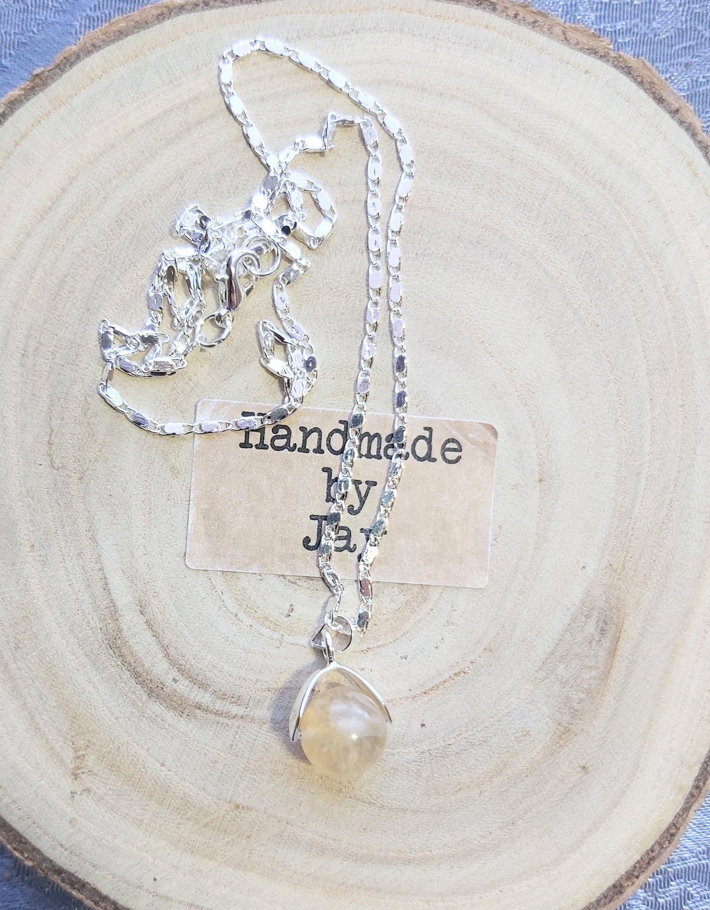 Handmade Citrine Crystal Pendant: Solar Plexus Chakra Healing