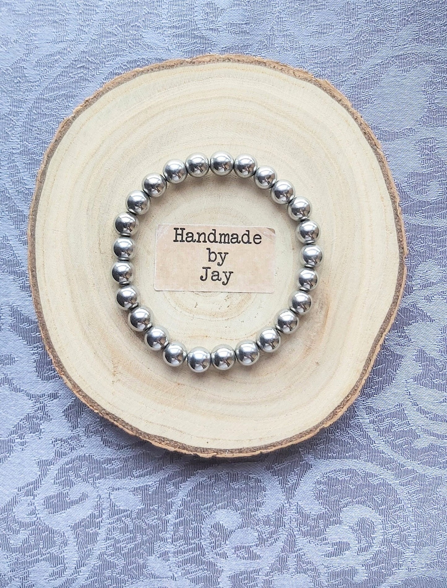 8mm Silver Magnetic Hematite Crystal Gemstone Beaded Root Chakra Bracelet