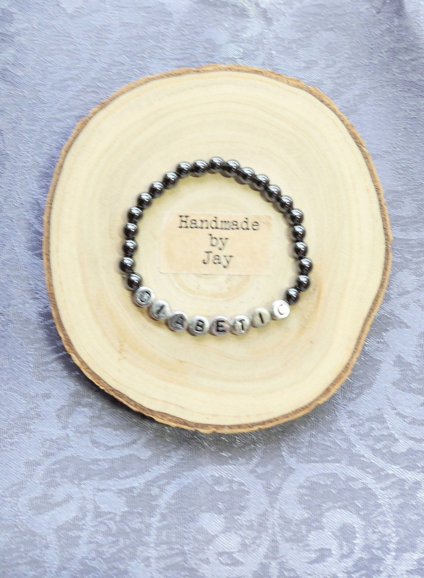 6mm Natural Hematite Medical Diabetic Root Chakra Protection Bracelet