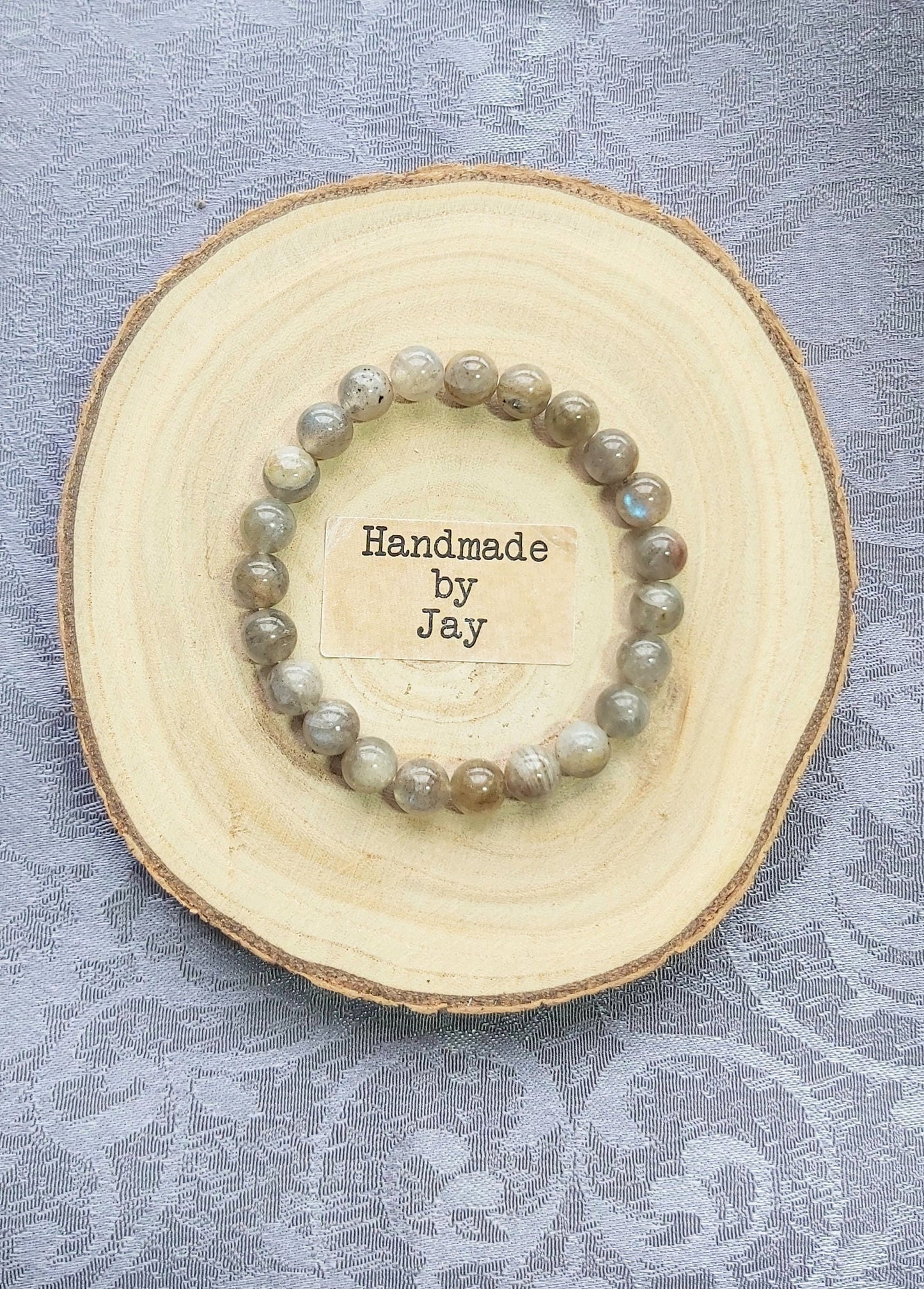 AAA Quality 8mm Grey Blue Flash Labradorite Crystal Beaded Chakra Bracelet