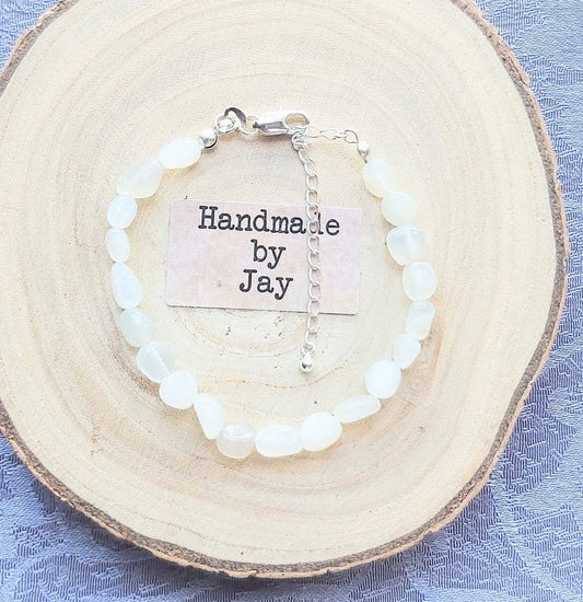Moonstone Bracelet: 925 Sterling Silver Crystal