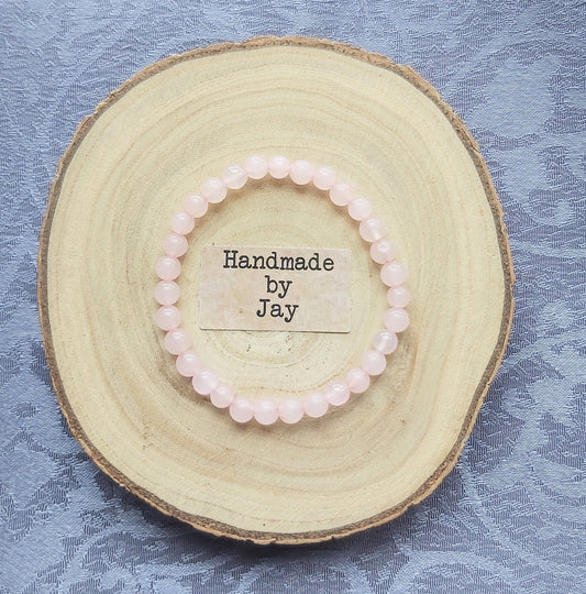 Child's Rose Quartz Crystal Beaded Bracelet: Calming Healing (Under 15cm)