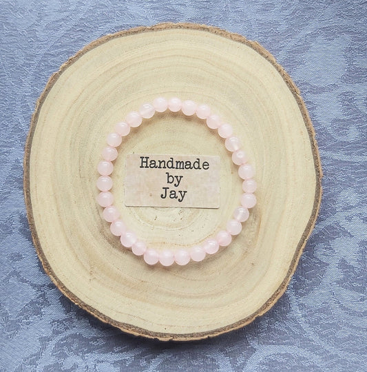 Childs Rose Quartz Crystal Beaded Bracelet: Calming Bracelet