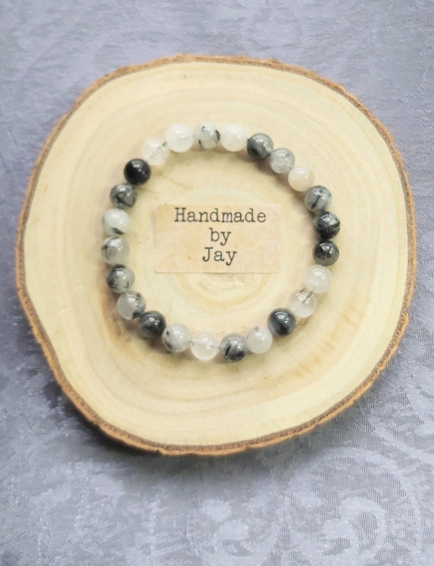 Handmade Rutilated Quartz Bracelet: 8mm Crystal Healing Jewelry