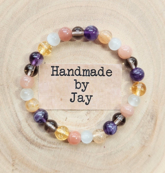 6mm Recovery, Strength and Recuperation Support Crystal Gemstone Beaded  Bracelet