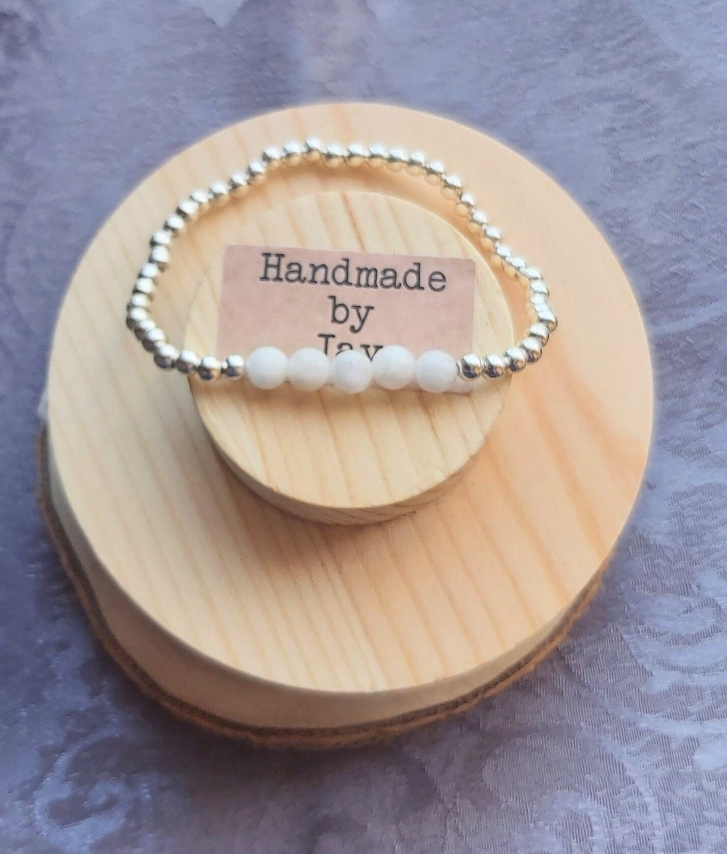 6mm Natural Moonstone Crystal Gemstone Beaded Bracelet Crown and Heart Chakras for New Beginnings, Anxiety and Calming