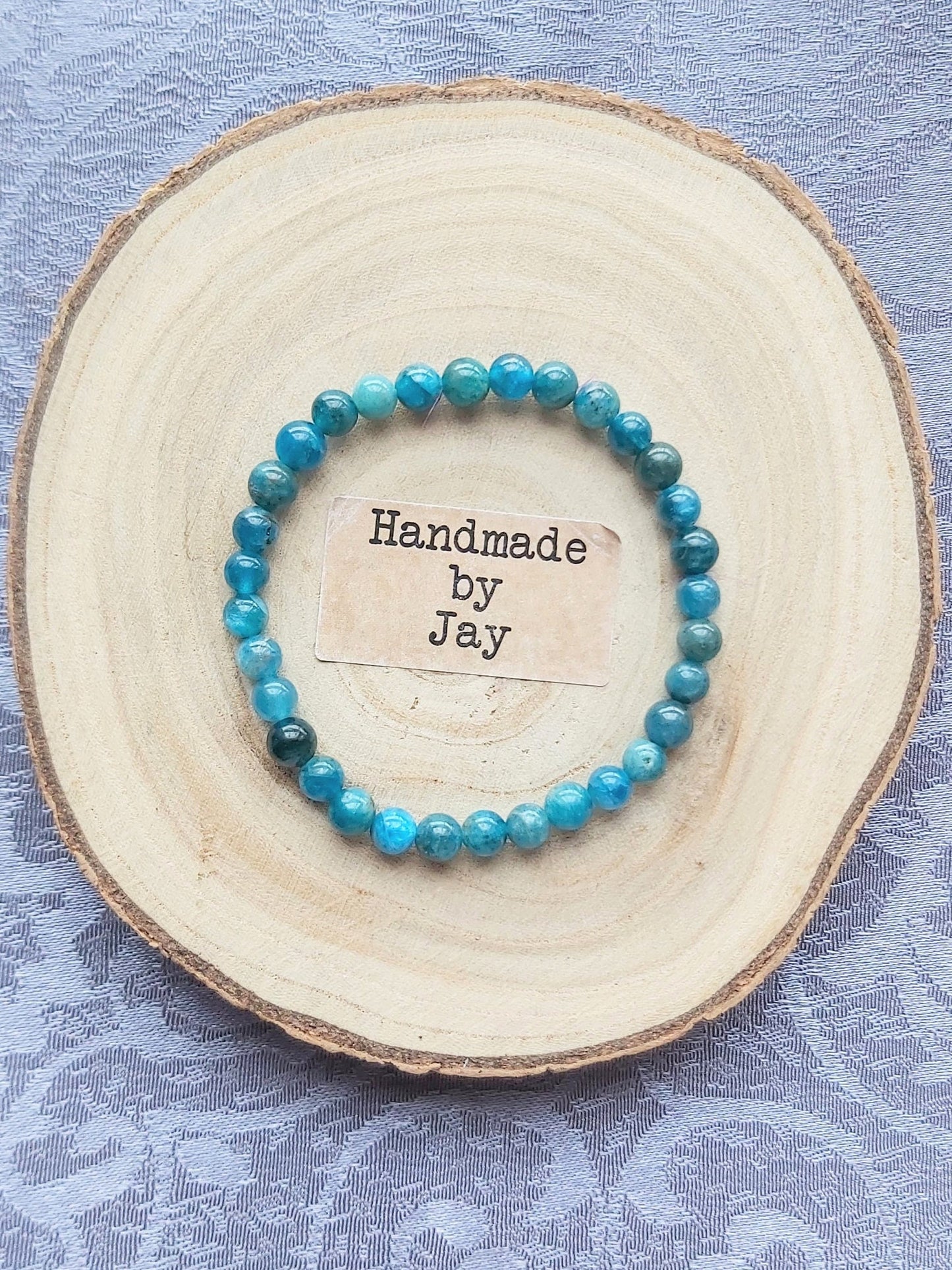 6mm Apatite for Energy & Metabolism Crystal Gemstone Beaded Bracelet Jewellery Jewelry