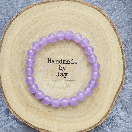 8mm Lilac Jade Crystal Beaded Elasticated Bracelet for Anxiety, Fertility,  Luck, Balancing Emotions, Detox and Cleansing