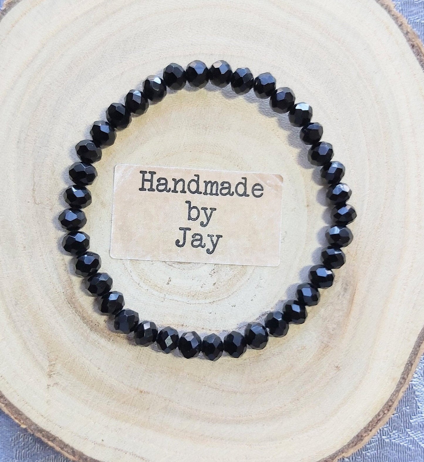 Handmade Faceted Black Tourmaline Crystal Bracelet