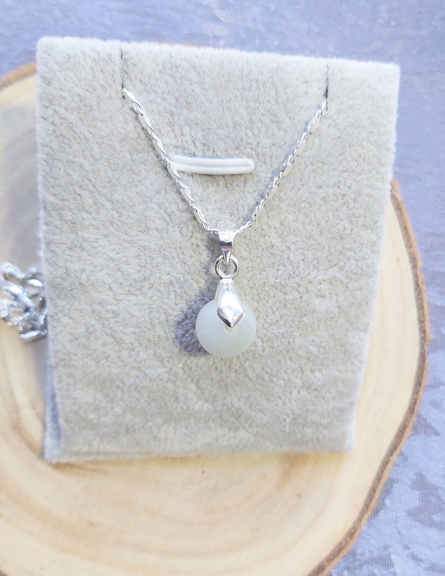AAA Natural Moonstone Crystal Gemstone 925 Stirling Silver Pendant Crown and Heart Chakras