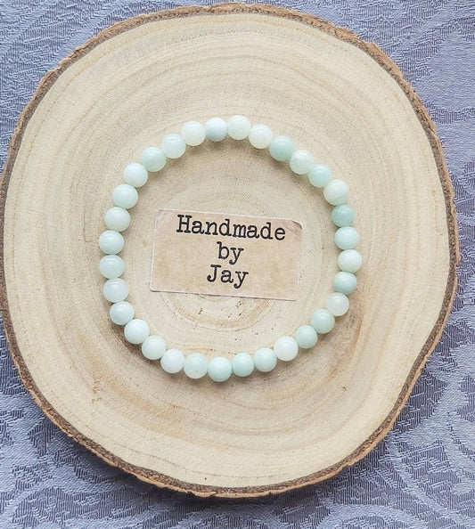 6mm Rare Pure Green Amazonite Crystal Gemstone Beaded  Bracelet