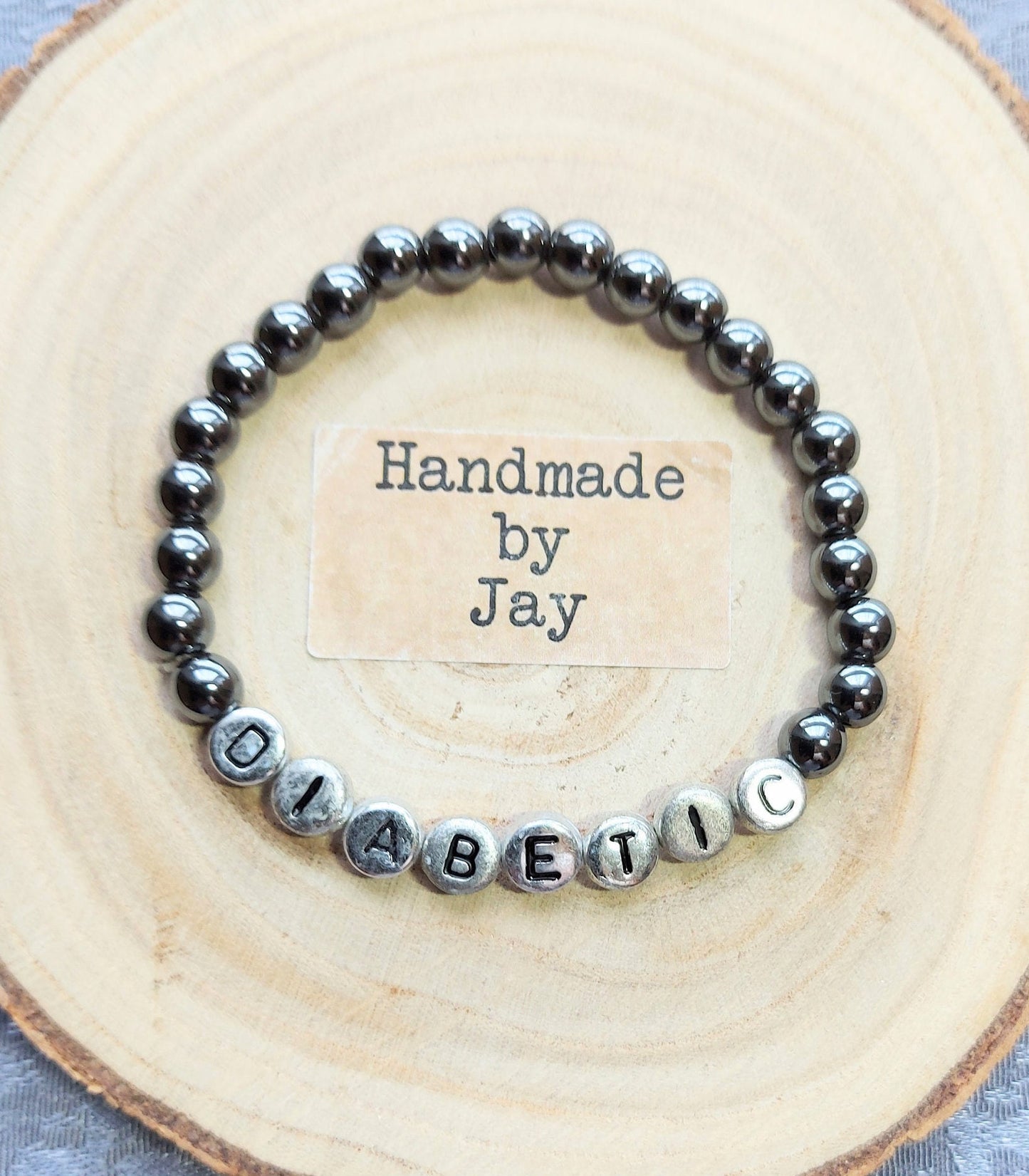 6mm Natural Hematite Medical Diabetic Root Chakra Protection Bracelet