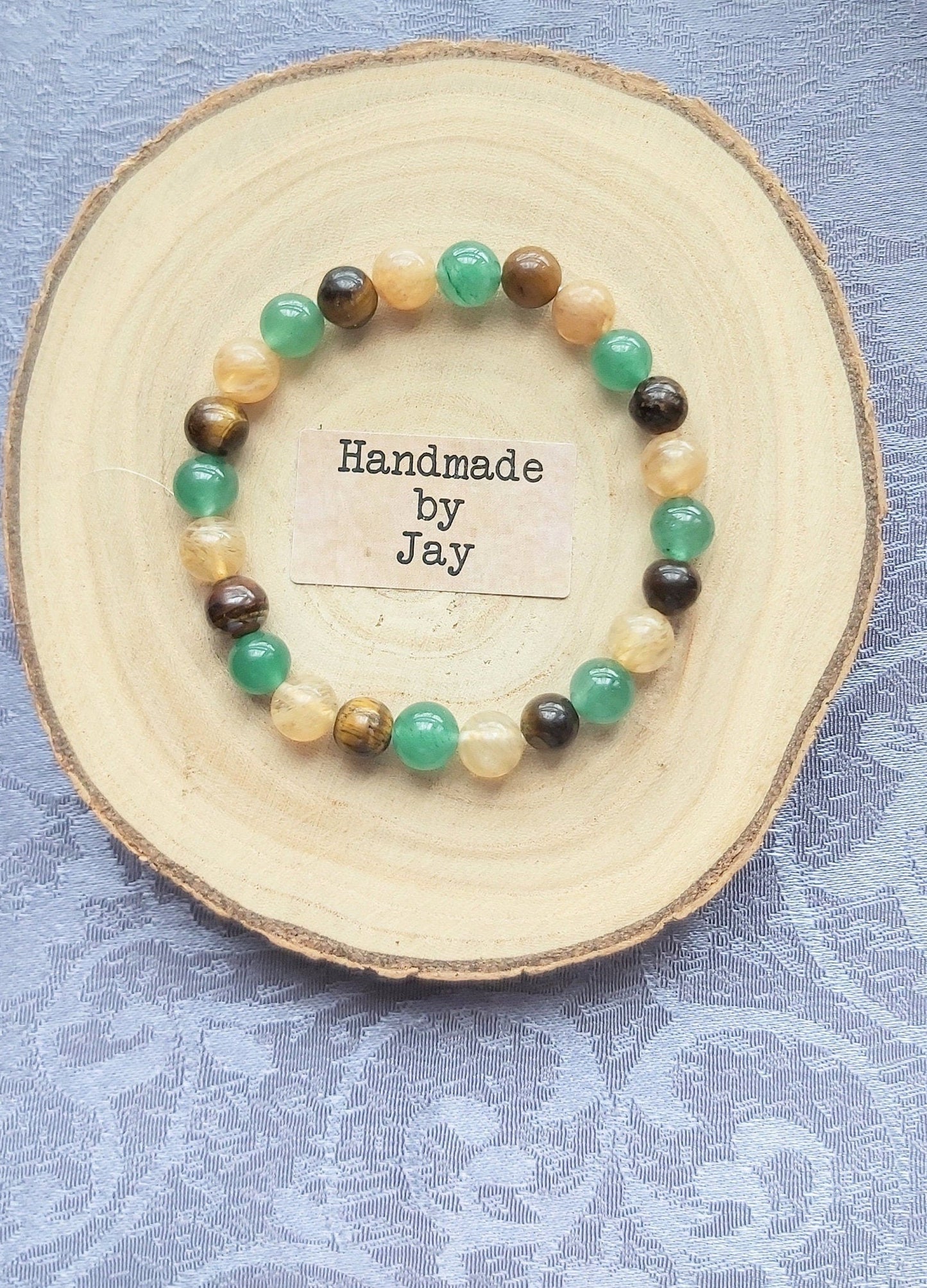 Citrine Jade Tiger's Eye Bracelet: Luck, Prosperity, Abundance Crystal Gemstone Jewelry Beaded Bracelet