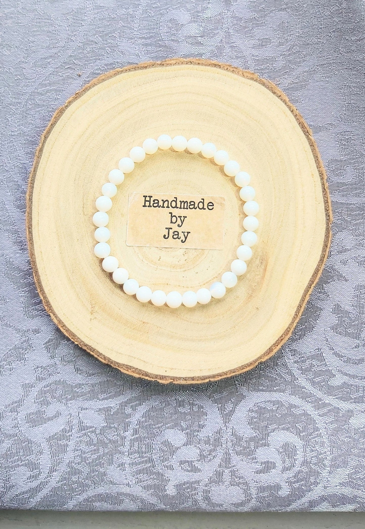 Handmade Moonstone Beaded Bracelet: 6mm Crystal Healing Gemstone