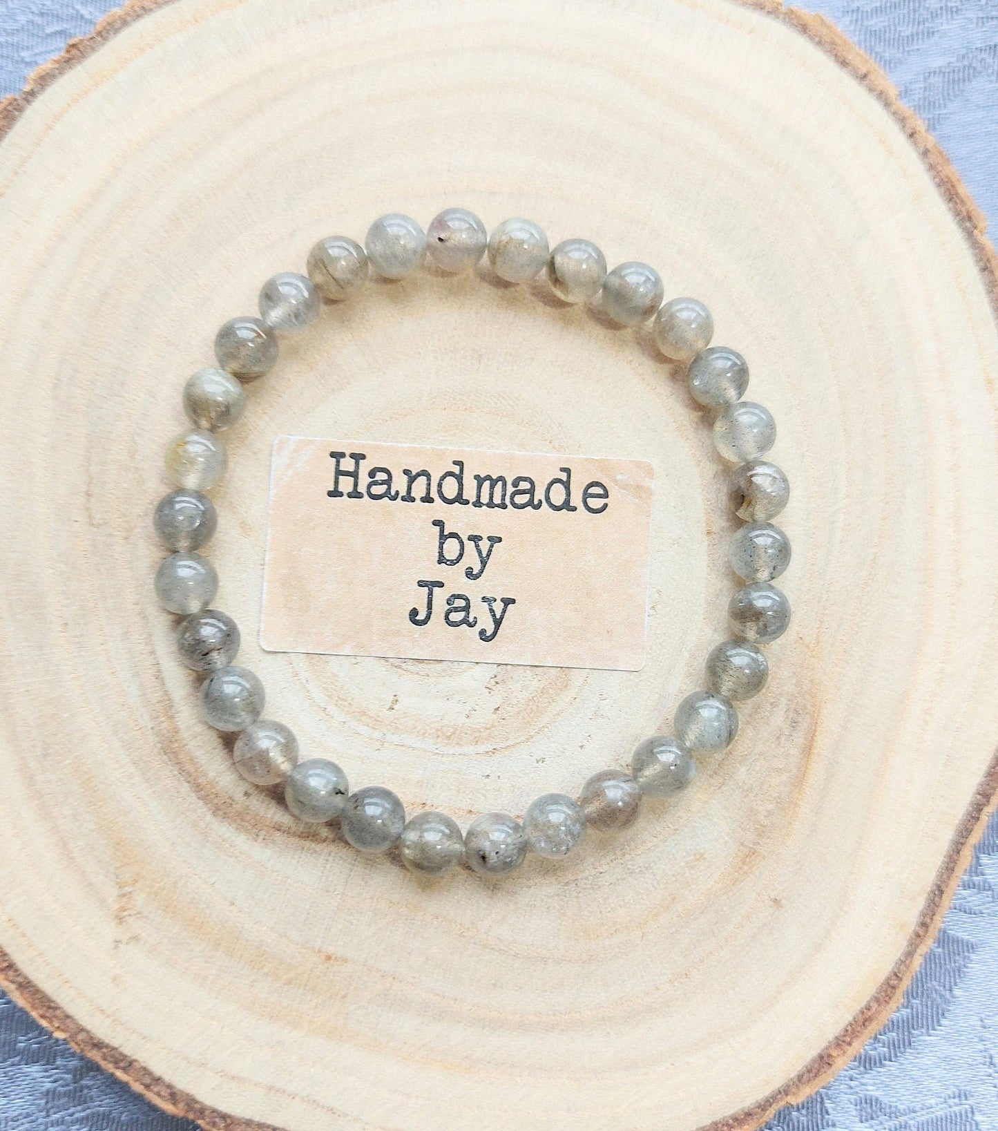 AAA Quality 8mm Grey Blue Flash Labradorite Crystal Beaded Chakra Bracelet