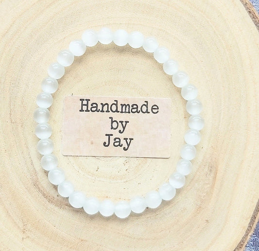 Cleansing, Clearing and Purifying Selenite Crystal Beaded Chakra Bracelet