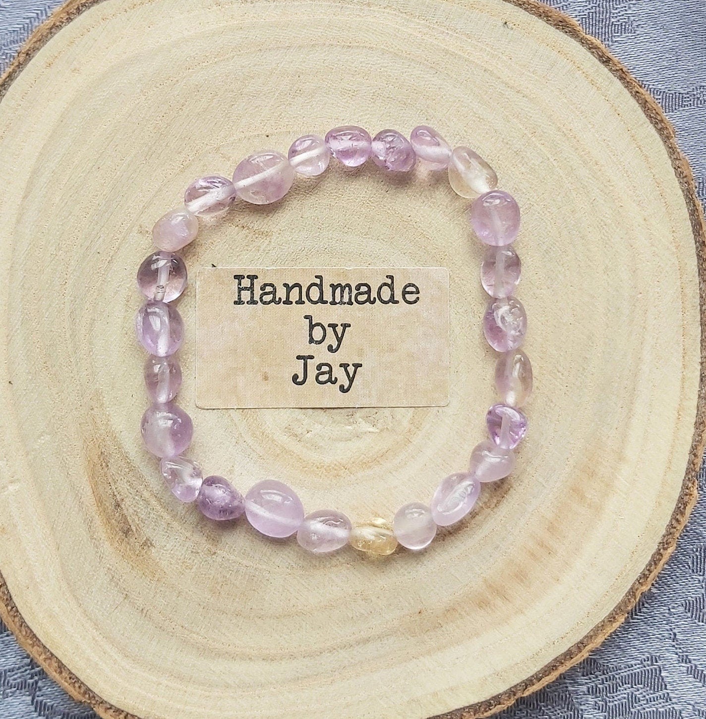 Natural Ametrine for Fatigue, Calming & Detox Crystal Gemstone Beaded Bracelet Reiki Chakra