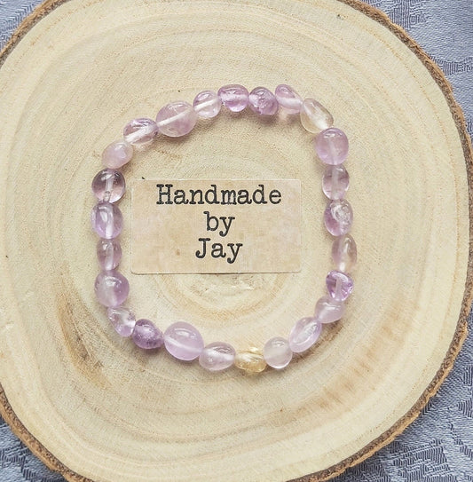 Natural Ametrine for Fatigue, Calming & Detox Crystal Gemstone Beaded Bracelet Reiki Chakra