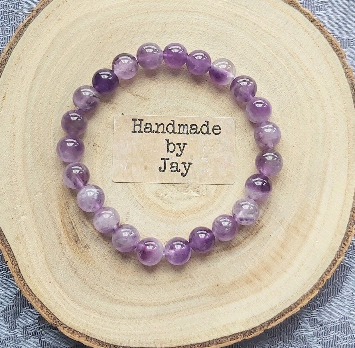 Handmade Crystal Gemstone Bracelet: Angelite, Amethyst, Aquamarine, Rose Quartz
