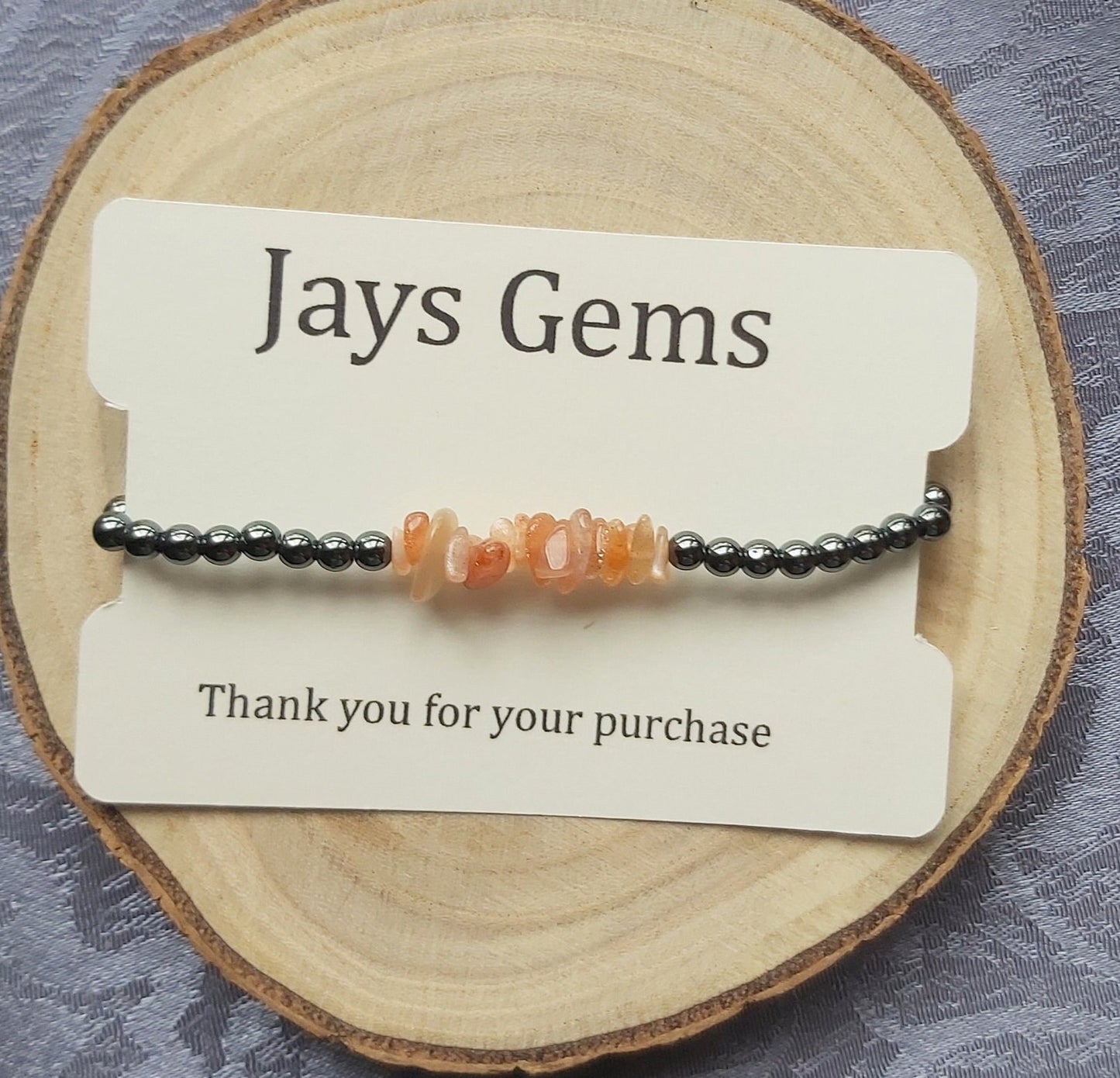 4mm Natural AAA Hermatite and Sunstone Crystal Gemstone Beaded  Bracelet for Root Chakra & Solar Plexus