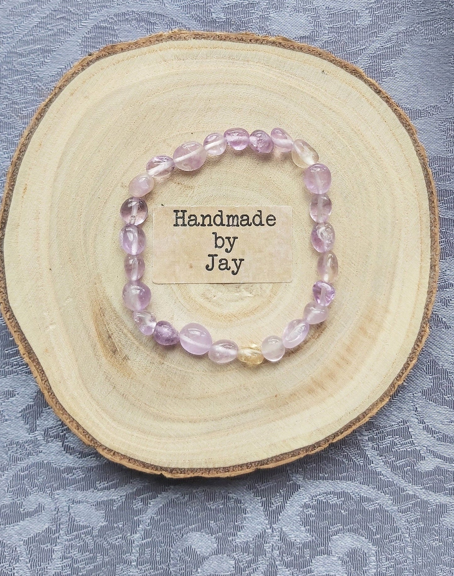 Natural Ametrine for Fatigue, Calming & Detox Crystal Healing Gemstone Beaded Bracelet Reiki Chakra