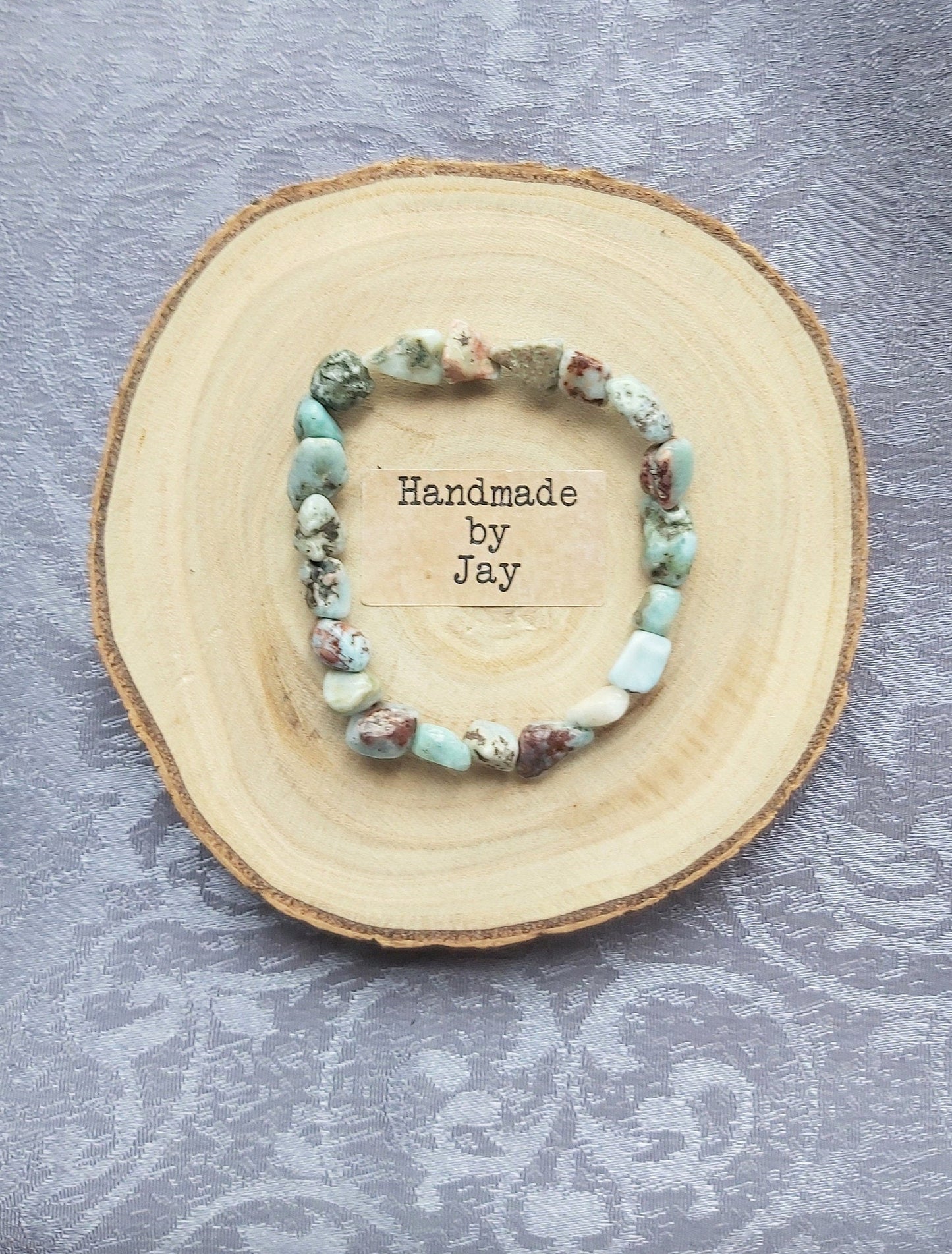 Natural Larimar for Stress, Panic Attacks and Throat Chakra Crystal Beaded Bracelet