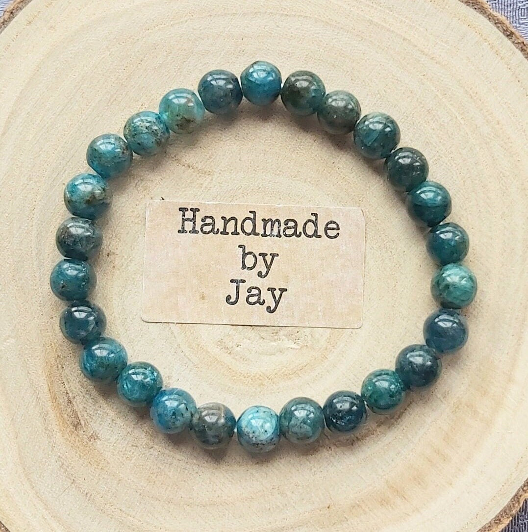Apatite Crystal Beaded Bracelet: AAA Grade Gemstone, Reiki Charged