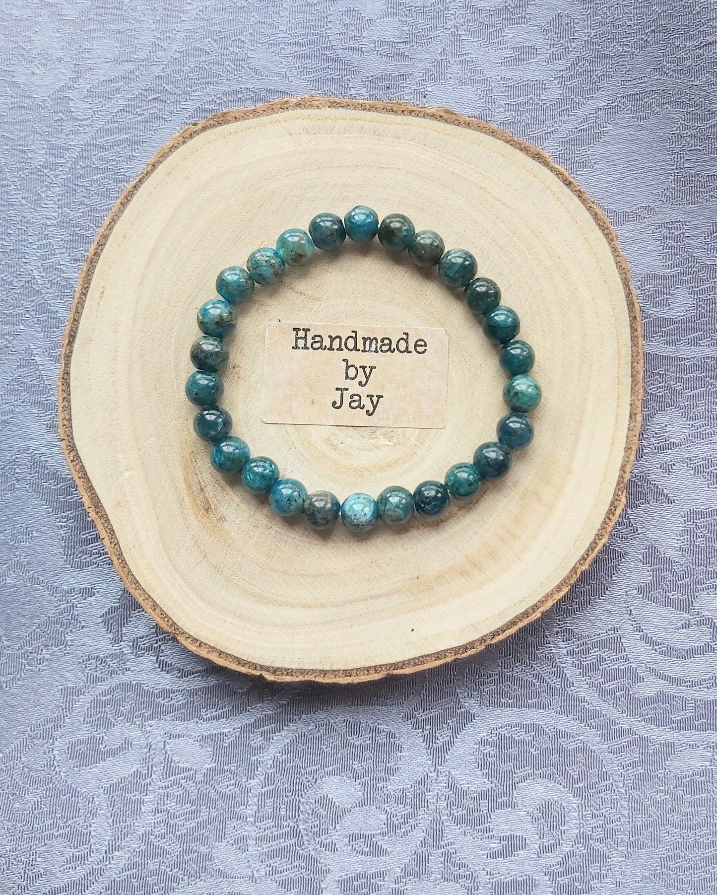 AAA Natural 8mm Apatite Crystal Beaded Elasticated Bracelet