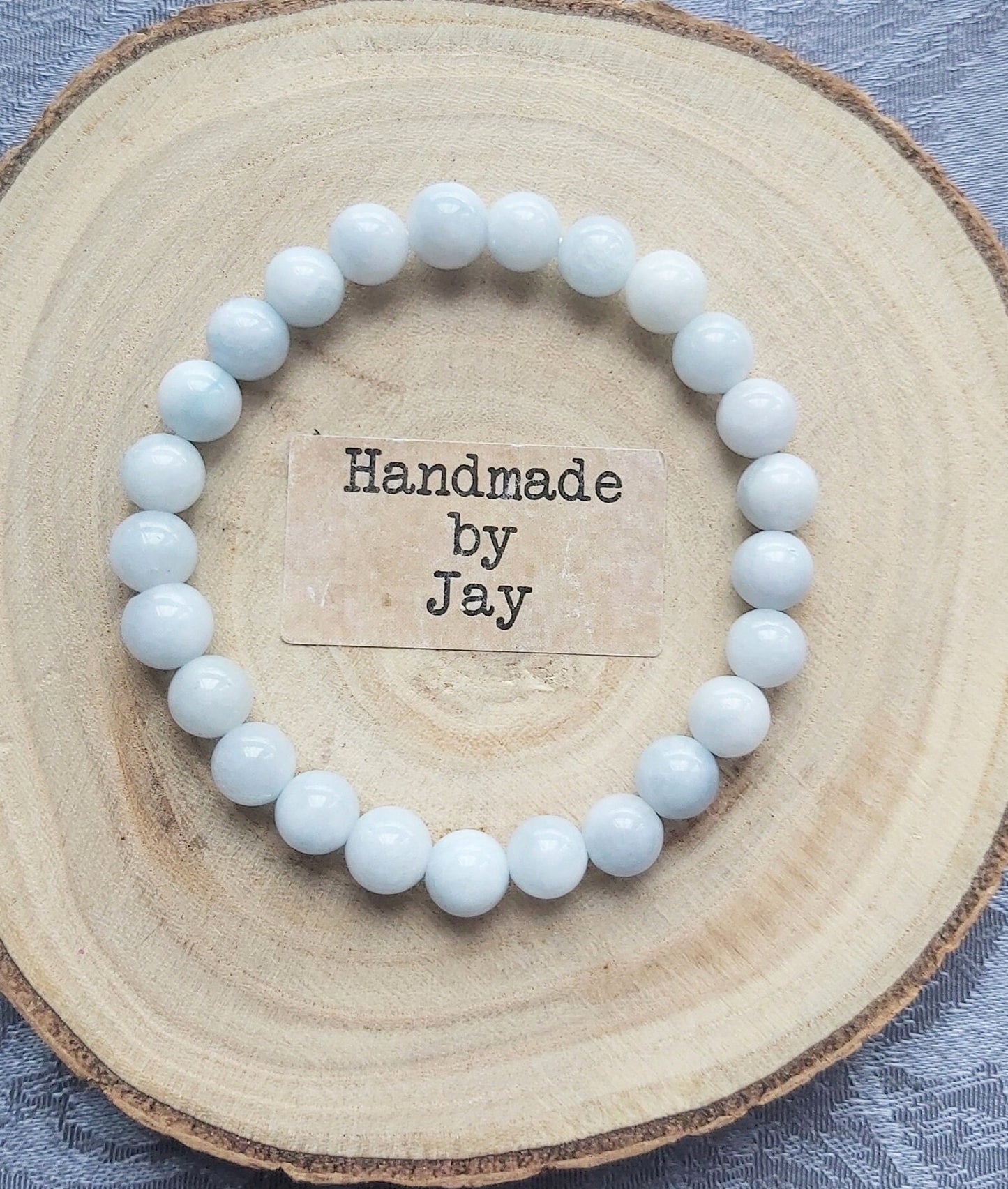 Handmade Crystal Gemstone Bracelet: Angelite, Amethyst, Aquamarine, Rose Quartz