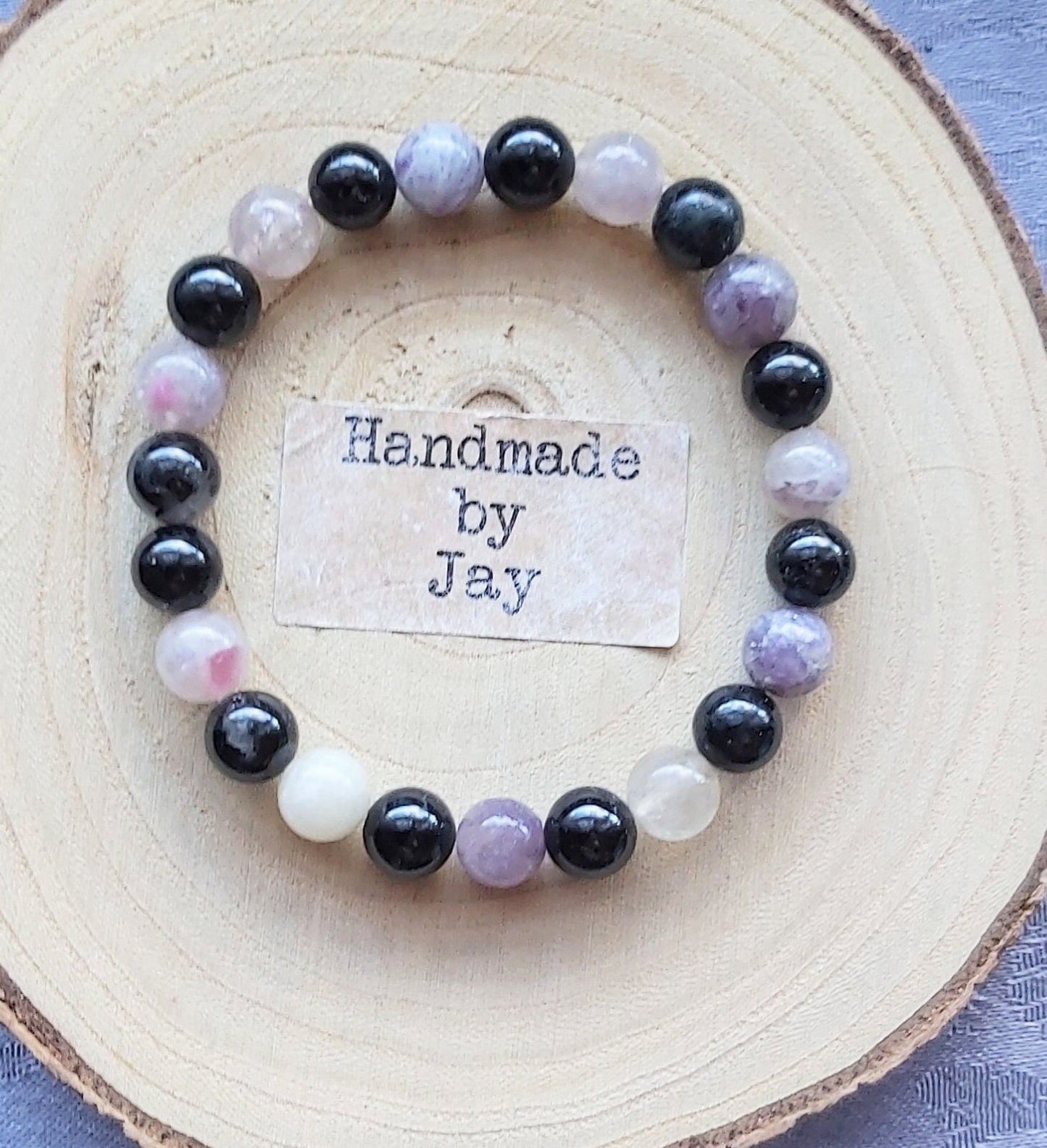 8mm Rainbow Tourmaline for Low Mood, Arthritis, Grounding and Protection Crystal Gemstone Beaded 925 Sterling Silver Bracelet