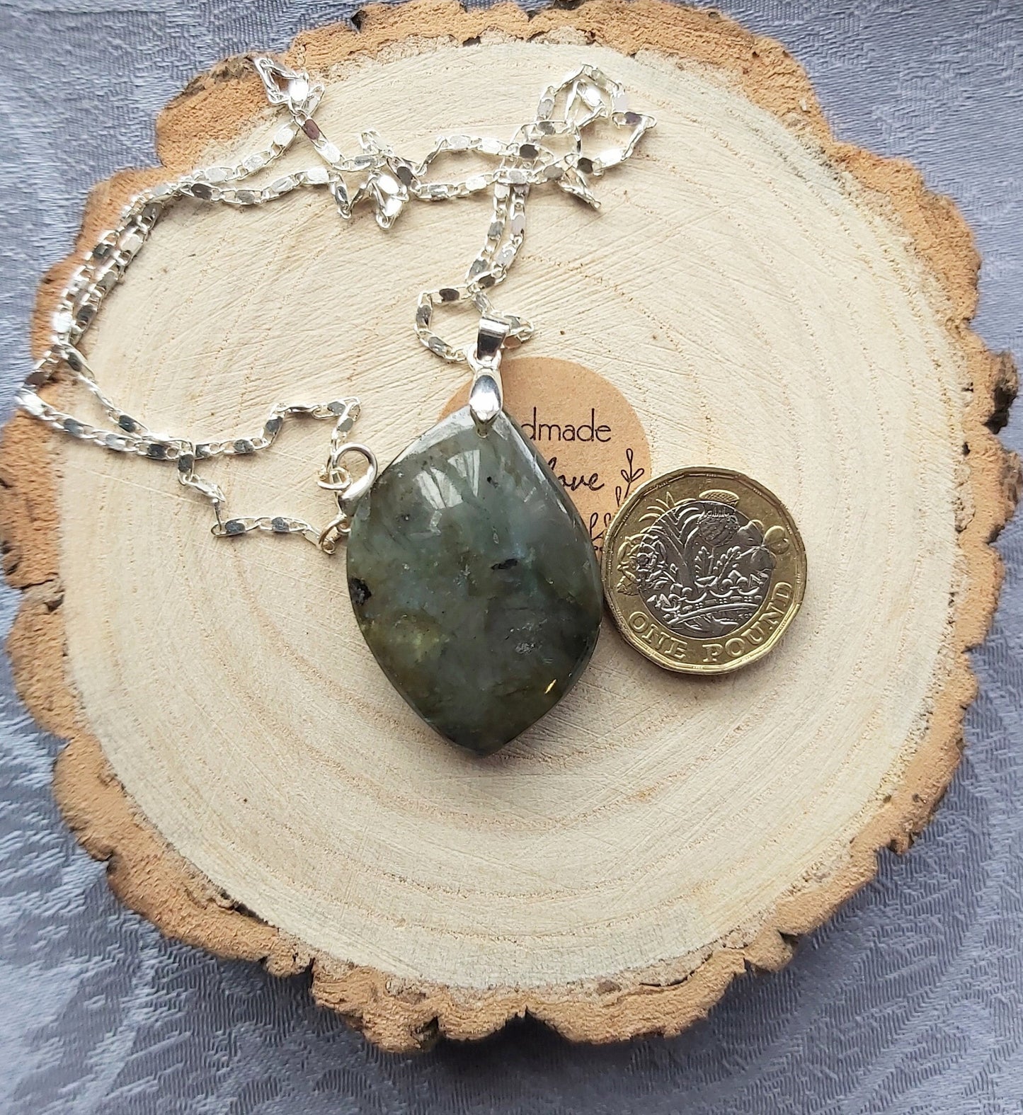 Natural Large Labradorite Crystal Healing Gemstone Pendant