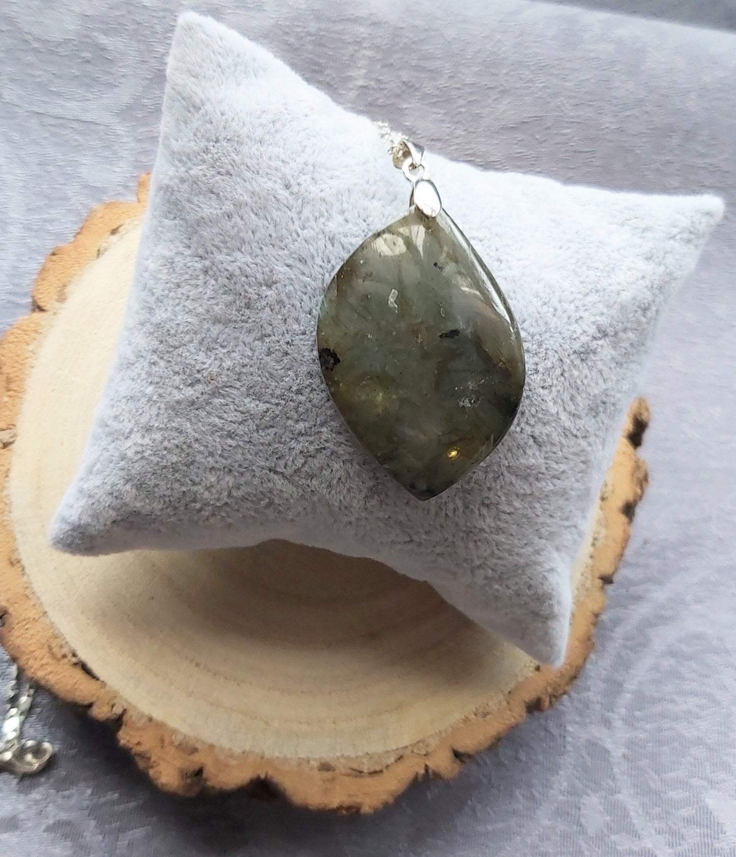 Natural Large Labradorite Crystal Healing Gemstone Pendant