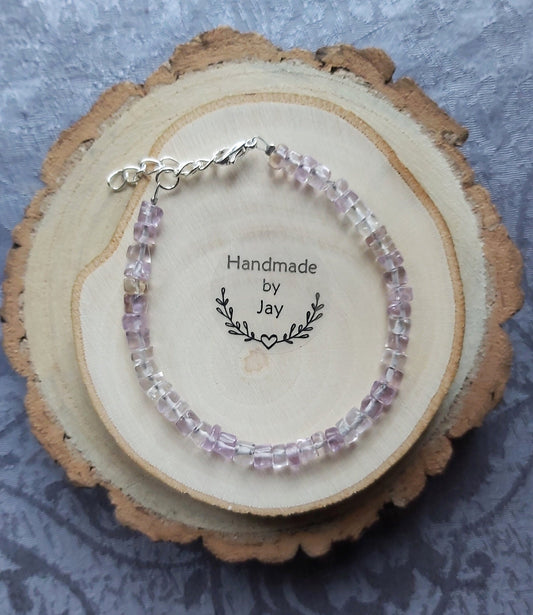 2x4mm Ametrine for Energy, Stress and Calming Crystal Gemstone Beaded Bracelet Reiki Chakra