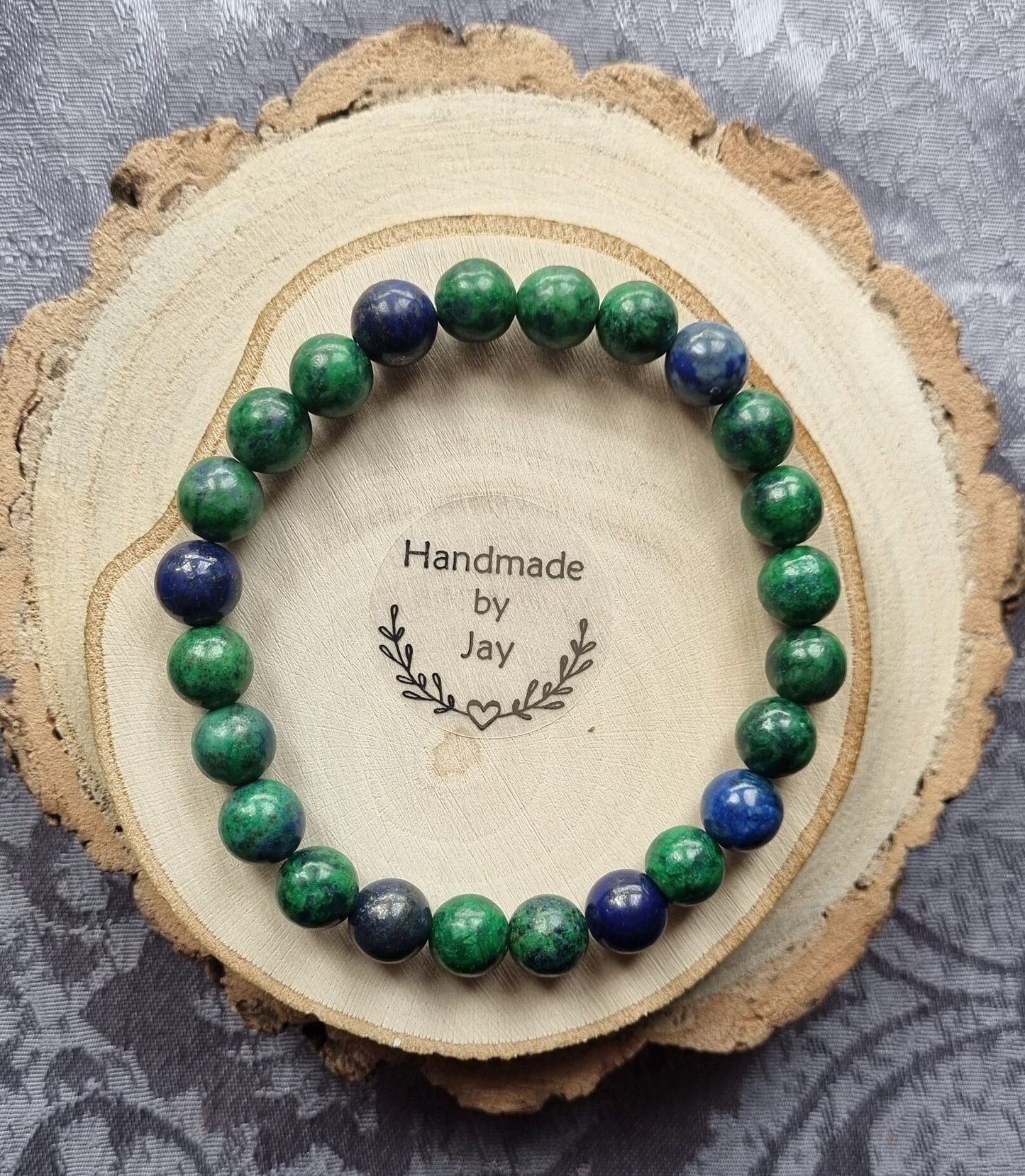 8mm Azurite Crystal Beaded Gemstone Bracelet Reiki 3rd Eye Chakra