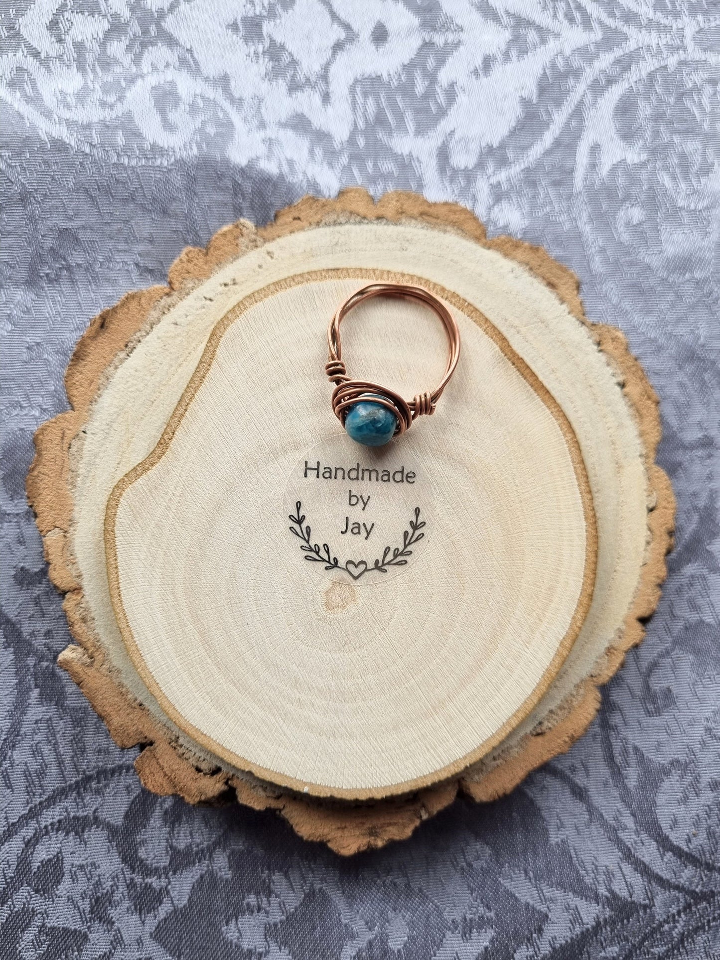 Apatite Crystal Ring: Non-Tarnishing Copper or Silver