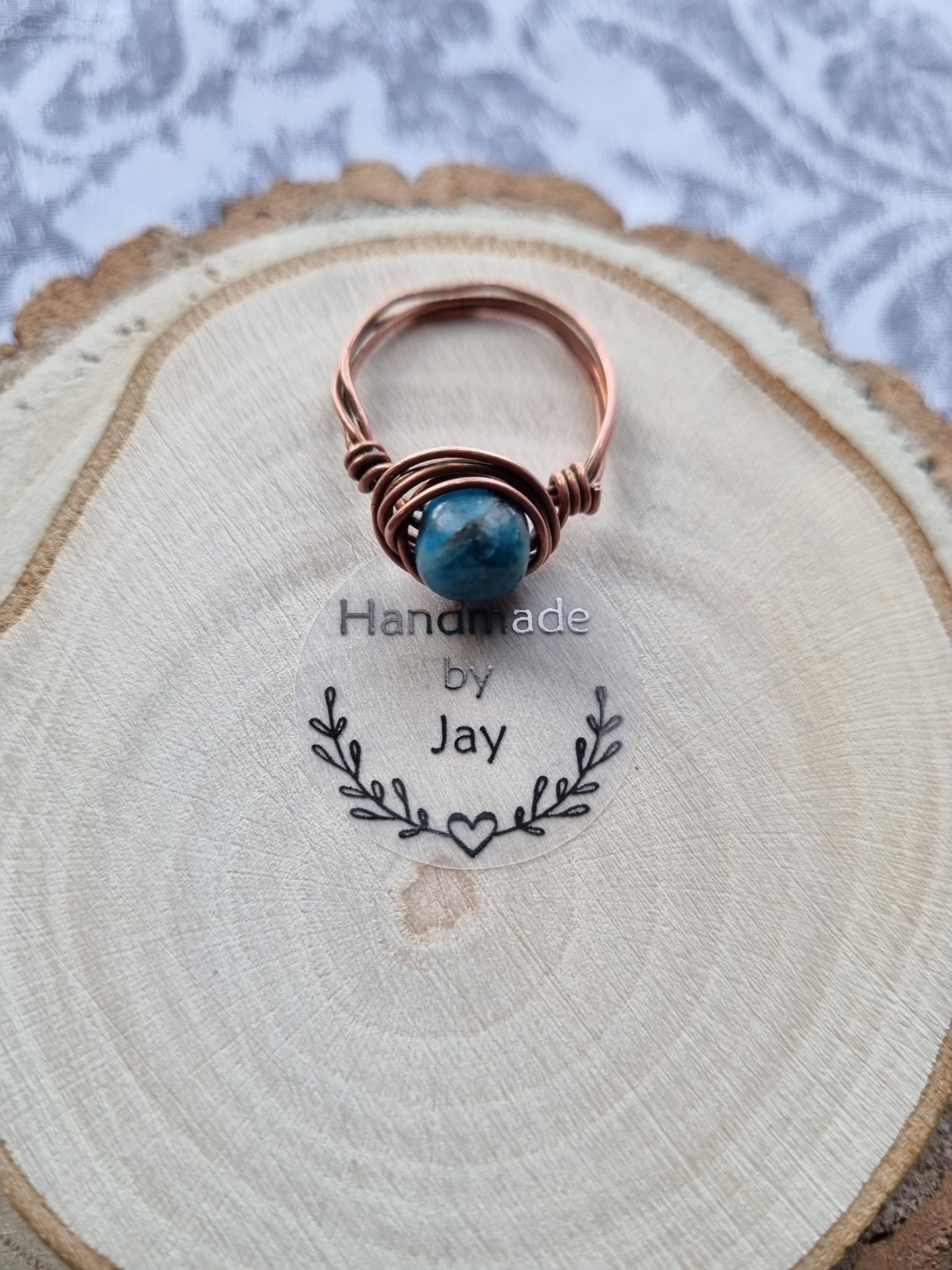 Handmade Apatite Crystal Ring: Non-Tarnishing Copper or Silver