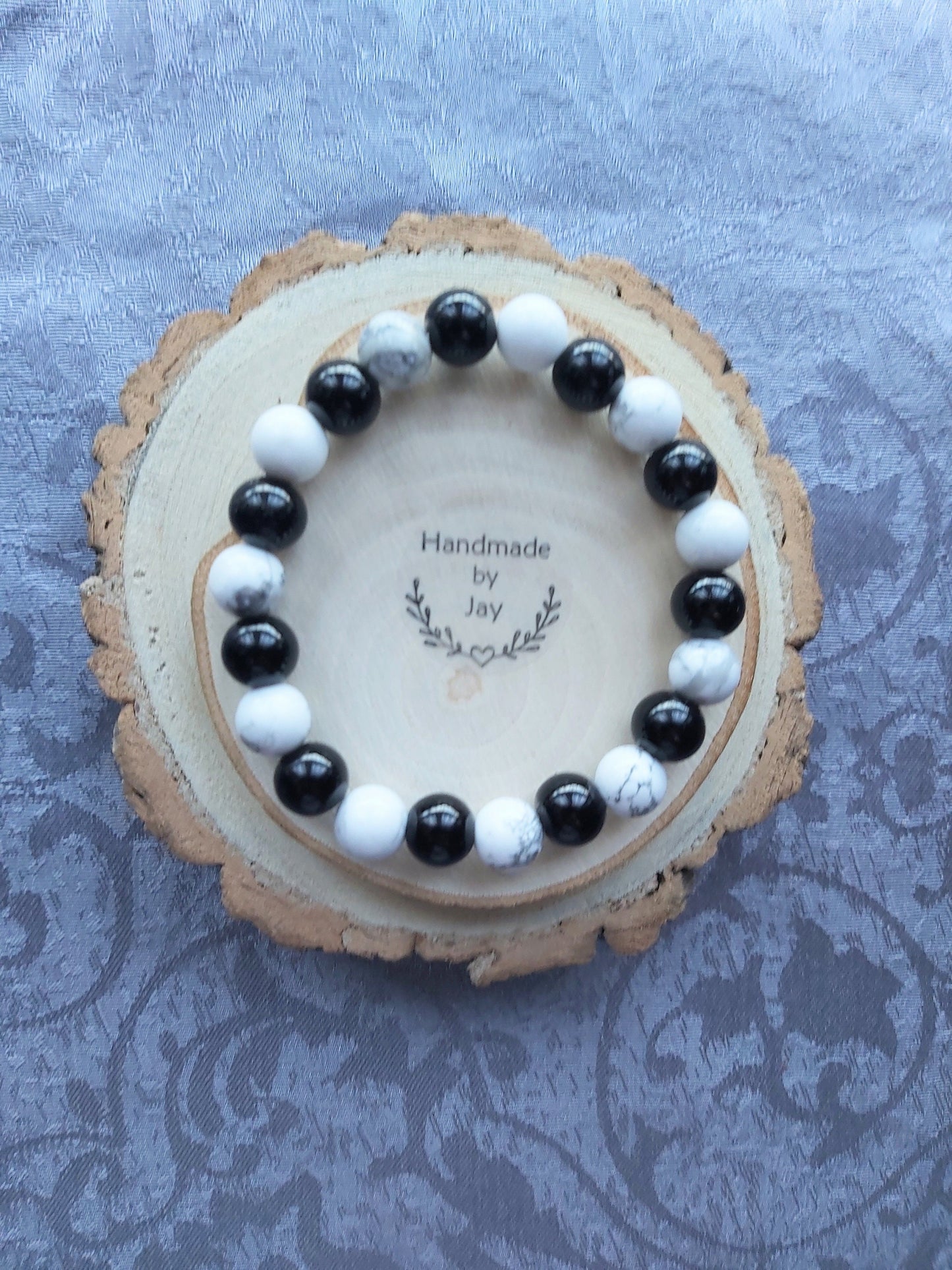 Black Tourmaline and Howlite for ADHD, Anxiety & Grounding Crystal Beaded Bracelet