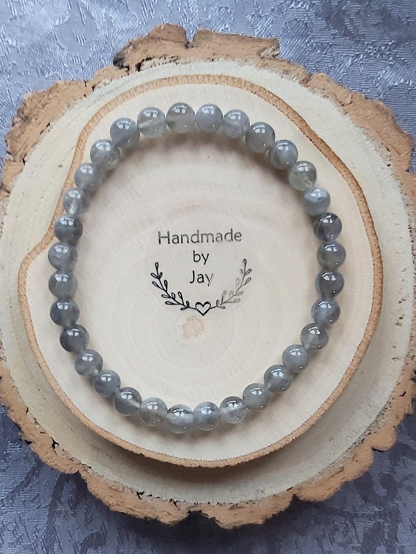 Handmade Natural 6mm Labradorite Crystal Gemstone Beaded Bracelet