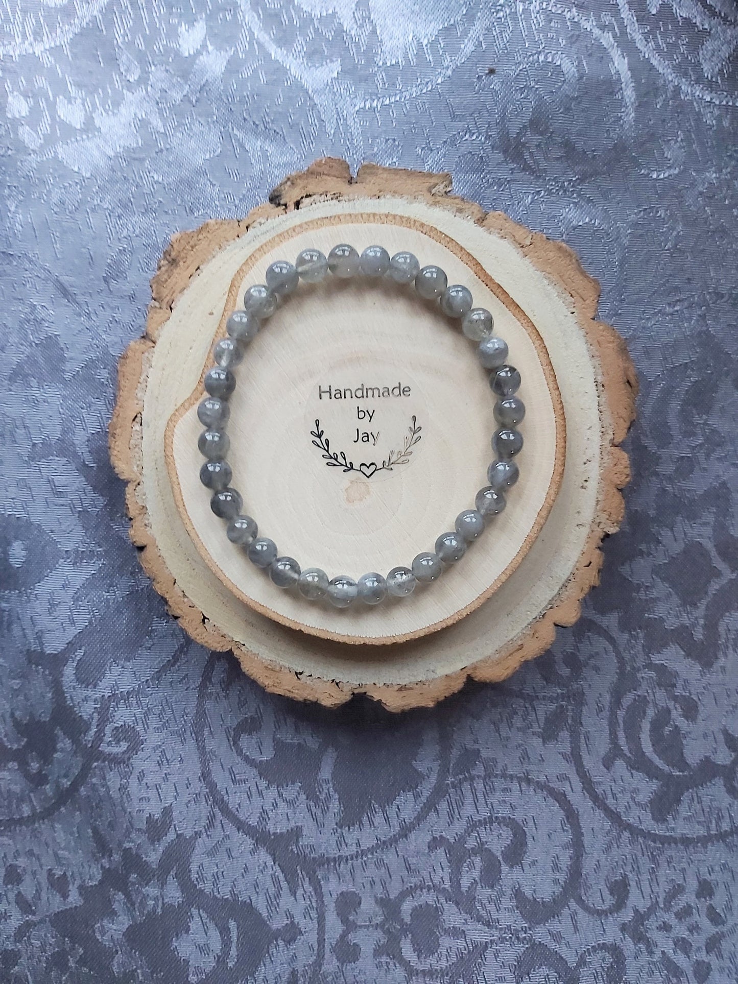 Handmade Natural 6mm Labradorite Crystal Gemstone Beaded Bracelet