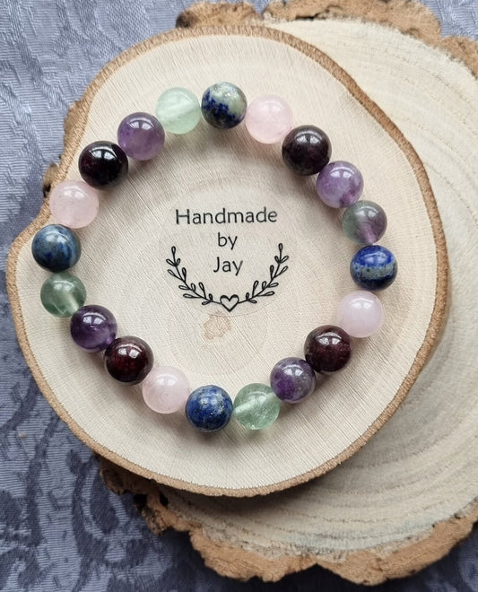 Vertigo, Dizziness, Balance, Insomnia and Grounding Root Chakra Crystal Gemstone Beaded Bracelet